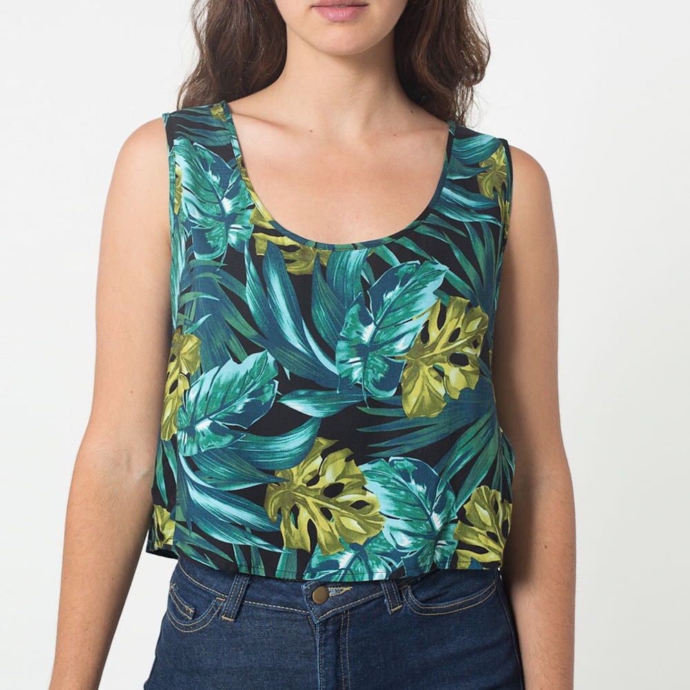 American Apparel Jungle print loose cropped tank